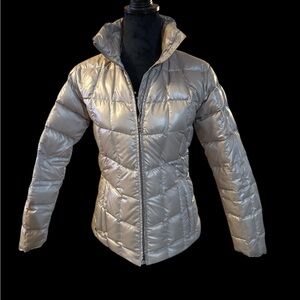 Obermeyer Metallic Silver Quilted Ski Jacket